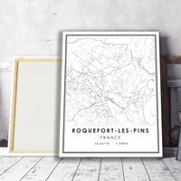 Roquefort les Pins, France Modern Style Map Print