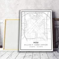 
              Houston - William P. Hobby Airport Modern Map Print 
            