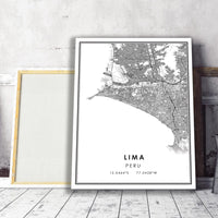 
              Lima, Peru Modern Style Map Print 
            