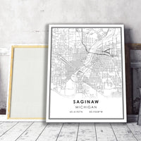 
              Saginaw, Michigan Modern Map Print 
            