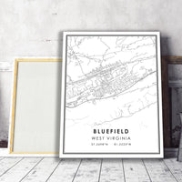 Bluefield, West Virginia Modern Map Print 