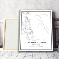 Lincoln County, Wyoming Modern Map Print