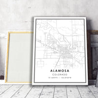 
              Alamosa Colorado  Modern Map Print
            