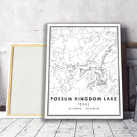 
              Possum Kingdom Lake, Texas Modern Map Print 
            