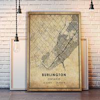 
              Burlington, Ontario Vintage Style Map Print
            