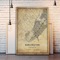 Burlington, Ontario Vintage Style Map Print