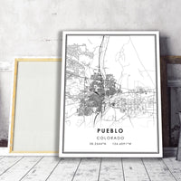 Pueblo, Colorado Modern Map Print