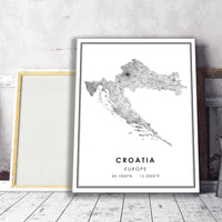 
              Croatia, Europe Modern Style Map Print 
            