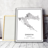 Croatia, Europe Modern Style Map Print 