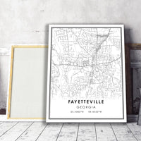 Fayetteville, Georgia Modern Map Print 