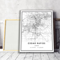 Cedar Rapids, Iowa Modern Map Print 