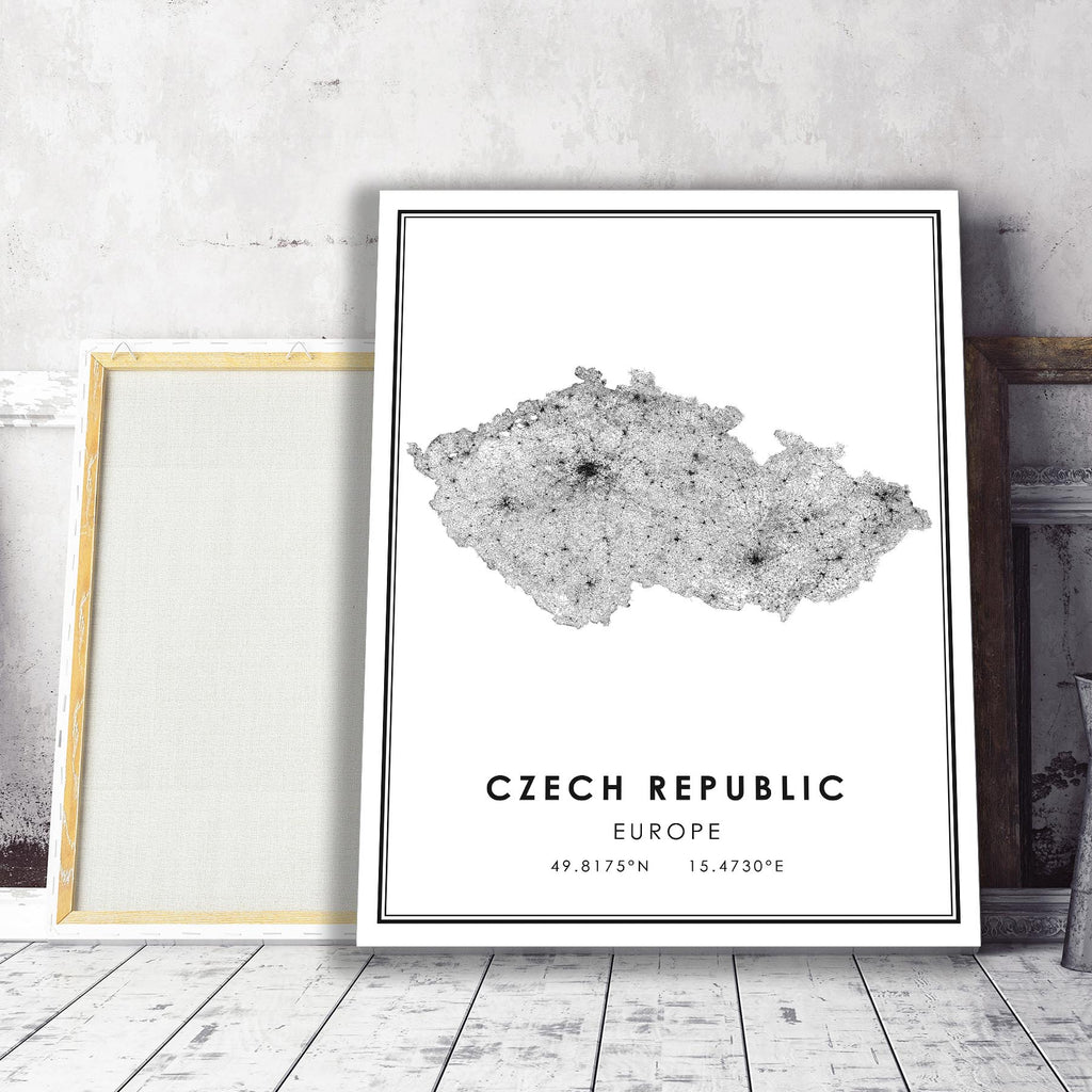 Czech Republic, Europe Modern Style Map Print 