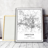 Amritsar, India Modern Style Map Print 