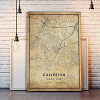 Calverton, Maryland Vintage Style Map Print 