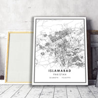 Islamabad, Pakistan Modern Style Map Print 