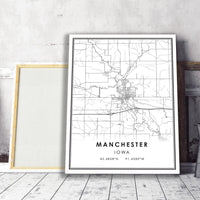 
              Manchester, Iowa Modern Map Print 
            