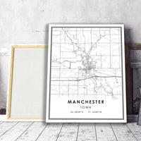 Manchester, Iowa Modern Map Print 