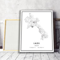 
              Laos, Asia Modern Style Map Print 
            