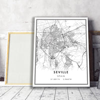
              Seville, Spain Modern Style Map Print 
            