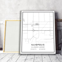 Illiopolis, Illinois Modern Map Print 