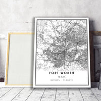 
              Fort Worth, Texas Modern Map Print 
            