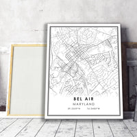 
              Bel Air, Maryland Modern Map Print
            