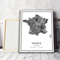 
              France, Europe Modern Style Map Print 
            