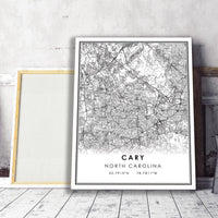 
              Cary, North Carolina Modern Map Print 
            