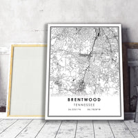 
              Brentwood, Tennessee Modern Map Print
            