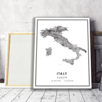 Italy, Europe Modern Style Map Print