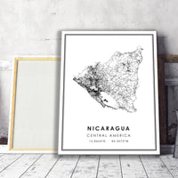 
              Nicaragua, Central America Modern Style Map Print 
            