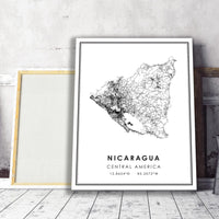 Nicaragua, Central America Modern Style Map Print 