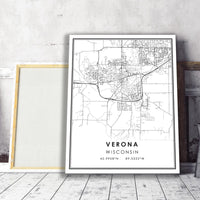 Verona, Wisconsin Modern Map Print 