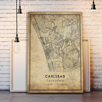 Carlsbad, California Vintage Style Map Print 