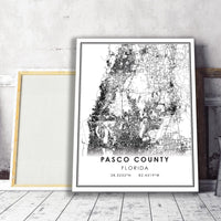 Pasco County, Florida Modern Map Print