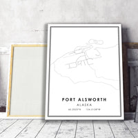 
              Port Alsworth, Alaska Modern Map Print
            