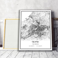 Taipei, Taiwan Modern Style Map Print