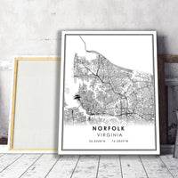 
              Norfolk, Virginia Modern Map Print 
            