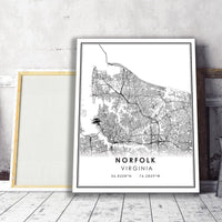 Norfolk, Virginia Modern Map Print 
