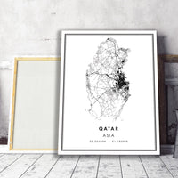 
              Qatar, Asia Modern Style Map Print 
            