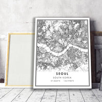 Seoul, South Korea Modern Style Map Print 