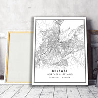 
              Belfast, Northern Ireland Modern Style Map Print 
            