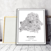 Belarus, Europe Modern Style Map Print 