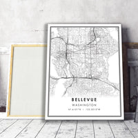 
              Bellevue, Washington Modern Map Print 
            