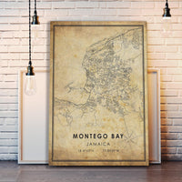 
              Montego Bay, Jamaica Vintage Style Map Print 
            
