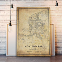 Montego Bay, Jamaica Vintage Style Map Print 