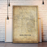 
              Burlington, Iowa Vintage Style Map Print 
            