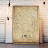 Goshen, Connecticut Vintage Style Map Print