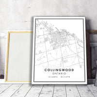 Collindwood, Ontario Modern Style Map Print 