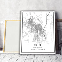 
              Butte, Montana Modern Map Print 
            